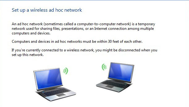 How to share Wireless Network Connection between two laptops